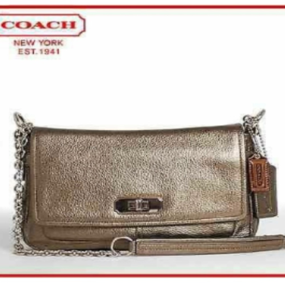 Coach purse metallic bronze